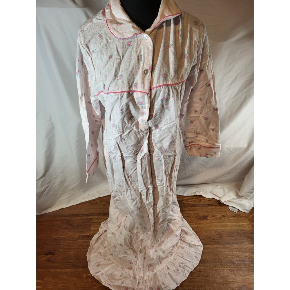 Vtge NWT Cotton Club 100% Cotton Size Large Pink Floral Cottagecore Nightgown